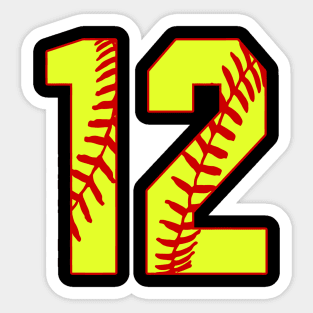 Fastpitch Softball Number 12 #12 Softball Shirt Jersey Uniform Favorite Player Biggest Fan Sticker